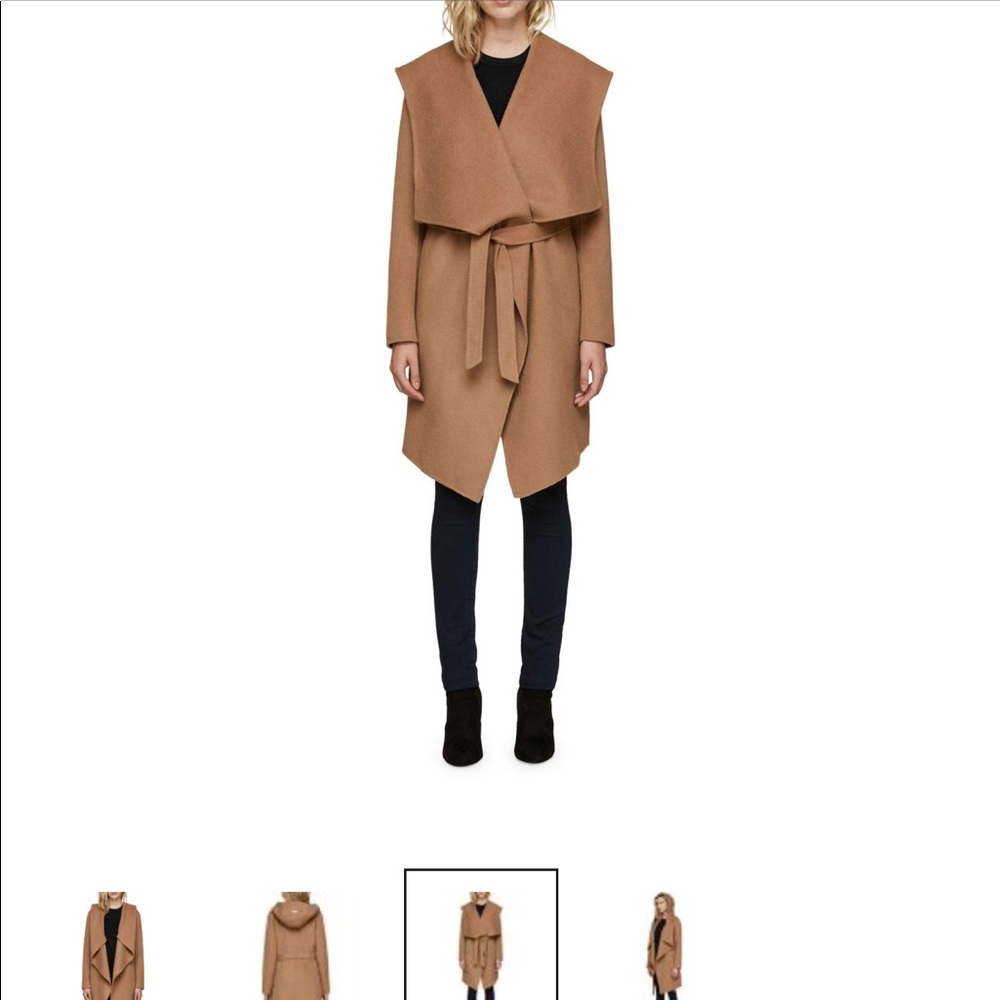 Soia & Kyo Camel Belted Coat with Hood - Medium